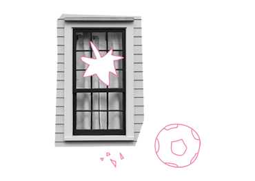 Ruit gebroken met voetbal