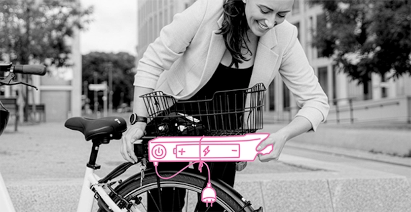 E-bike accu achterop fiets