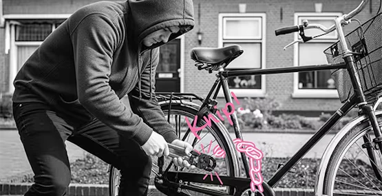 fietsslot wordt doorgeknipt door fietsdief